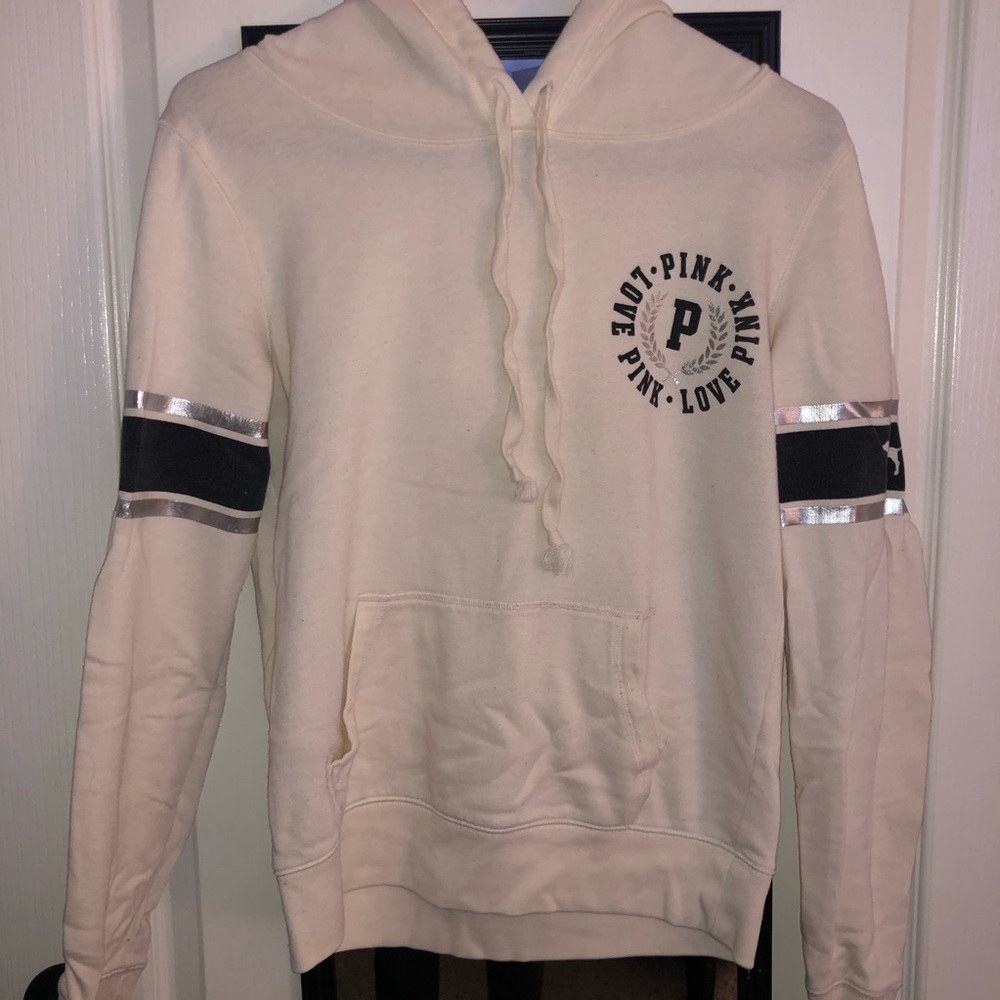 Cream Victoria Secret Pink Varsity Hoodie